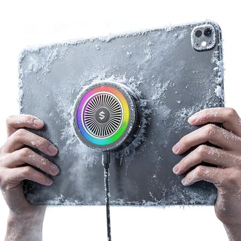 مبرد Black Shark iPad، مبرد مغناطيسي للكمبيوتر اللوحي ipad/Surface pro/Samsung Tab، مروحة تبريد للكمبيوتر اللوحي بقدرة 40 وات للألعاب، بث مباشر Tiktok، مبرد الكمبيوتر اللوحي الذي يتم التحكم فيه بواسطة التطبيق (أسود) in Kuwait