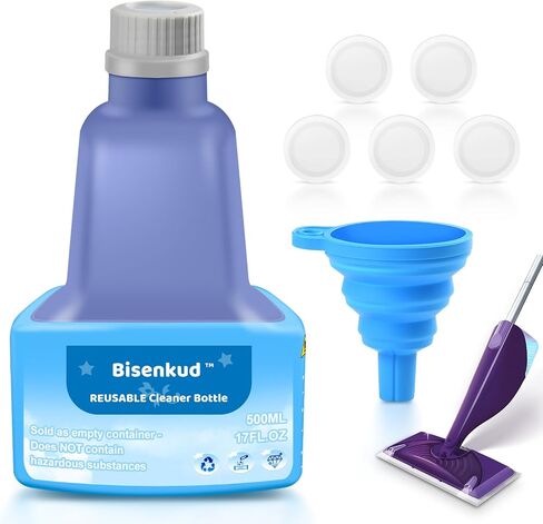 زجاجة Bisenkud القابلة لإعادة الملء لممسحة Swiffer® Wet Jet™ - 500 مل / 17 أونصة سائلة - زجاجة محلول HDPE مانعة للتسرب، فارغة، غير مخصصة للممسحة الكهربائية in Saudi Arabia