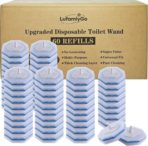 Upgraded 30pcs Toilet Wand Refills fits Clorox Toilet Wand, Thickened Cleaning Layer, Won’t Fall Apart, Disposable Bathroom Cleaning Scrub Pads with Fresh Scent, for Home & Commercial Use in Kuwait