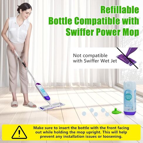 زجاجة ممسحة كهربائية قابلة لإعادة الملء من أجل Swiffer PowerMop، زجاجة فارغة قابلة لإعادة الاستخدام لممسحة الطاقة، حاوية محلول HDPE مقاومة للتسرب سعة 26 أونصة سائلة مع 5 حشوات من السيليكون وقمع قابل للطي in Kuwait