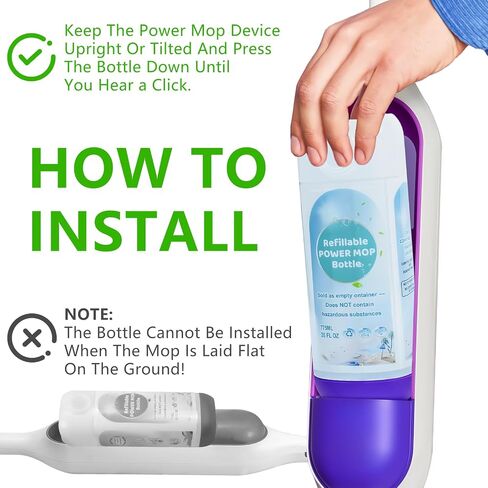 زجاجة ممسحة كهربائية قابلة لإعادة الملء من أجل Swiffer PowerMop، زجاجة فارغة قابلة لإعادة الاستخدام لممسحة الطاقة، حاوية محلول HDPE مقاومة للتسرب سعة 26 أونصة سائلة مع 5 حشوات من السيليكون وقمع قابل للطي in Kuwait