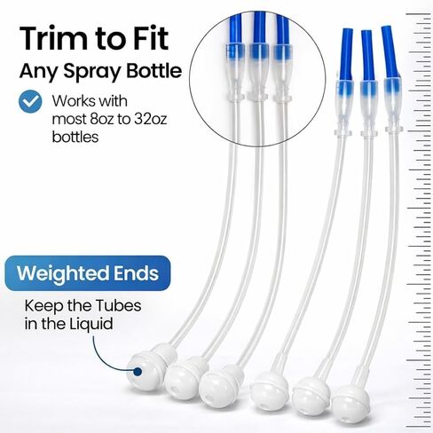 6 Pack Universal Fit 360° Spray Bottle Adapter, 4.3in Weighted Tube Replacement for Triggers and Pump Sprayers, for Kitchen, Garden, Home and Office, Cleaning Solutions (6*Pack) in Kuwait