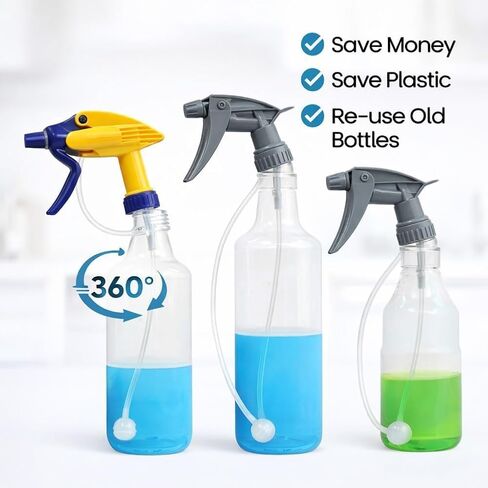 6 Pack Universal Fit 360° Spray Bottle Adapter, 4.3in Weighted Tube Replacement for Triggers and Pump Sprayers, for Kitchen, Garden, Home and Office, Cleaning Solutions (6*Pack) in Kuwait