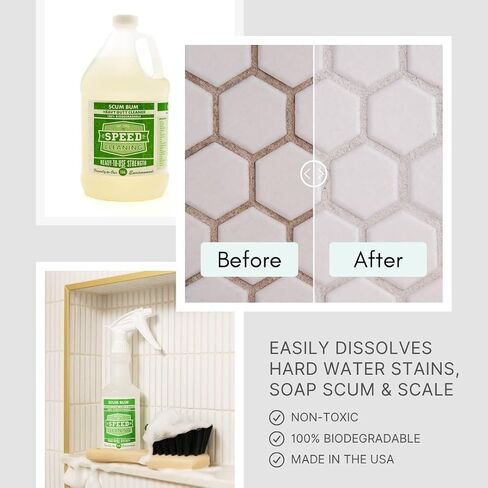 Speed Cleaning Scum Bum Hard Water Remover, Bathroom & Tile Cleaner, Non-Toxic, Biodegradable, Commercial Strength, 16 oz Ready to Use in Kuwait