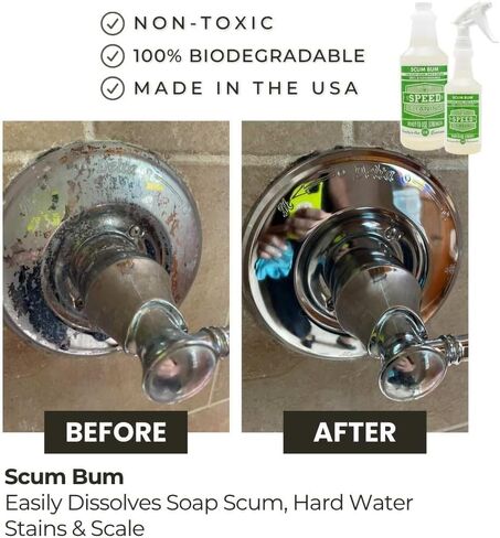 Speed Cleaning Scum Bum Hard Water Remover, Bathroom & Tile Cleaner, Non-Toxic, Biodegradable, Commercial Strength, 16 oz Ready to Use in Kuwait