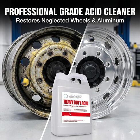 Nanoskin Heavy Duty Acid Aluminum Brightener & Wheel Cleaner 32 Oz. – For Professional Use Only | Industrial Cleaning Chemical for Degreasing, Oxidation Removal & Aluminum Surface Brightening in Kuwait