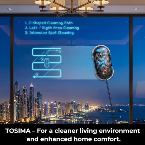 Tosima X1 Window Cleaning Robot, 6400Pa Intelligent Variable Suction, Dual Auto-Spray Smart Window Cleaner with Smart Navigation, Remote Control and Triple Safety, Anti-Drop, for All Smooth Surfaces in Kuwait