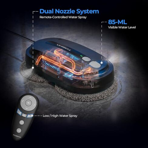 Tosima X1 Window Cleaning Robot, 6400Pa Intelligent Variable Suction, Dual Auto-Spray Smart Window Cleaner with Smart Navigation, Remote Control and Triple Safety, Anti-Drop, for All Smooth Surfaces in Kuwait