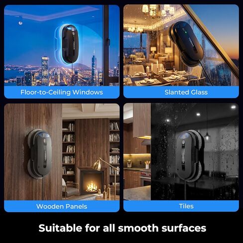 Tosima X1 Window Cleaning Robot, 6400Pa Intelligent Variable Suction, Dual Auto-Spray Smart Window Cleaner with Smart Navigation, Remote Control and Triple Safety, Anti-Drop, for All Smooth Surfaces in Kuwait