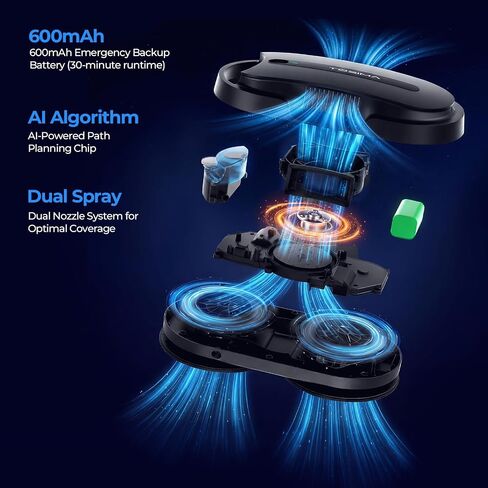 Tosima X1 Window Cleaning Robot, 6400Pa Intelligent Variable Suction, Dual Auto-Spray Smart Window Cleaner with Smart Navigation, Remote Control and Triple Safety, Anti-Drop, for All Smooth Surfaces in Kuwait