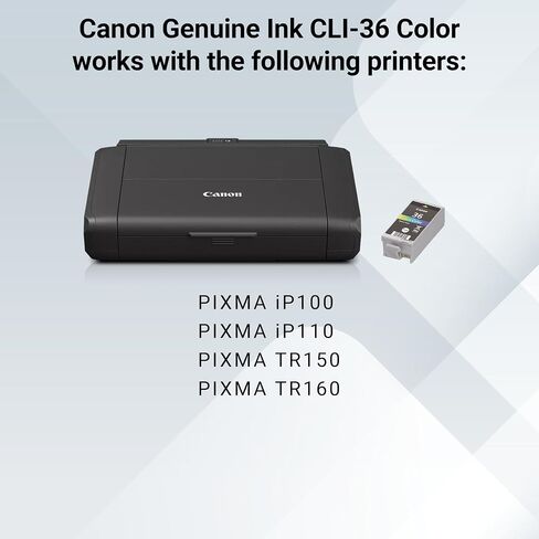 Canon CLI-36 Color Ink Tank Compatible to Printer mini320, mini260, iP100, iP110 & Ink Photo Paper Plus Glossy II 4" x 6" 400 Sheets (1432C007) in Saudi Arabia