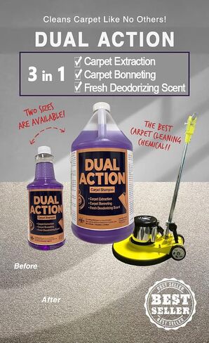 Dual Action Carpet & Bonnet Shampoo, Deodorizing, Carpet Extraction, 1 Gal in Kuwait