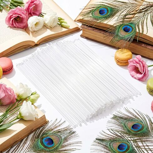100 Pcs Flat Clear Sticks, 12 Inch Acrylic Rod, Cake Dowels Model Sticks | Stands Topper Cupcake Plastic Rods Plant Stakes for Toppers Rod DIY Crafts Dowel Party Decorations Gardening in Kuwait