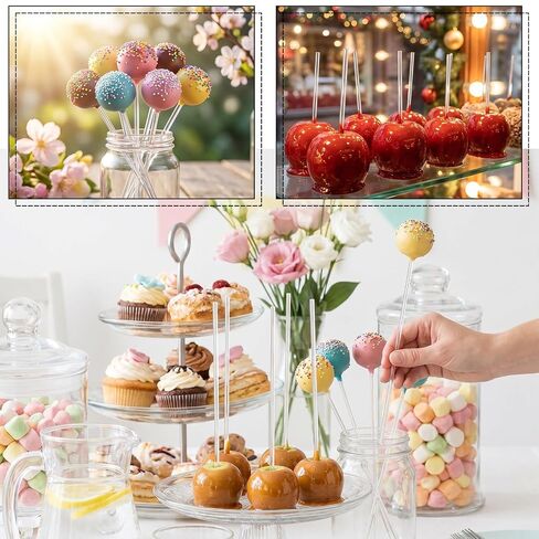 100 Pcs Flat Clear Sticks, 12 Inch Acrylic Rod, Cake Dowels Model Sticks | Stands Topper Cupcake Plastic Rods Plant Stakes for Toppers Rod DIY Crafts Dowel Party Decorations Gardening in Kuwait