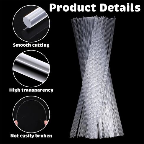 100 Pcs Flat Clear Sticks, 12 Inch Acrylic Rod, Cake Dowels Model Sticks | Stands Topper Cupcake Plastic Rods Plant Stakes for Toppers Rod DIY Crafts Dowel Party Decorations Gardening in Kuwait
