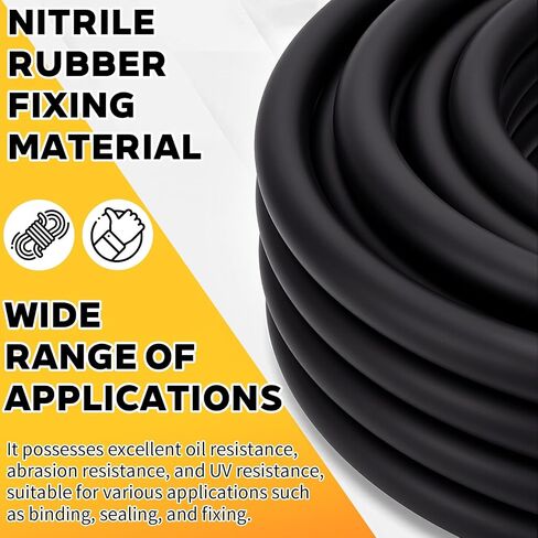 Solid Rubber Cord - 1/2" Diameter - 5 Feet Black Buna, 70 Durometer Round Rubber Rod for O-Rings, Gaskets, Seals - Oil & Gas Resistant in Kuwait