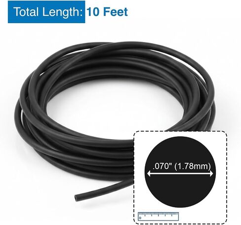 .125" (1/8") Buna-N O-Ring Cord Stock - 70A Duro, .125" Thick, 10 Ft Length, Black Buna Nitrile Rubber in Kuwait