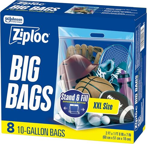 أكياس زيبلوك الكبيرة سعة 10 جالون XXL، أكياس تخزين بلاستيكية ذات سعة كبيرة قابلة لإعادة الاستخدام، عدد 8 in Kuwait