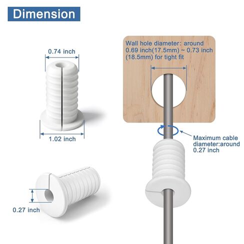 Starlink Wall Grommet 2 Pack, 3/4 Inch Cable Grommets Pass Through Wall Bushing, Starlink Cable Routing Kit for Ethernet Cable Protection, Silicone Material, White in Kuwait