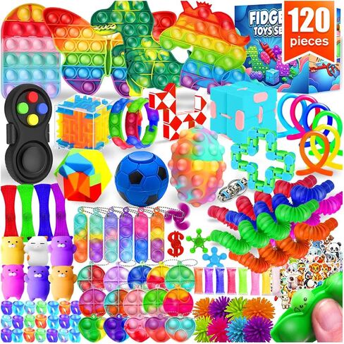 Fidget Toys Set, 160 Pack Sensory Toys Party Favors Kids Autism Autistic Children, Classroom Treasure Box Chest Prizes Pinata Stuffer Gifts Small Mini Bulk Toy Carnival ADHD in Kuwait