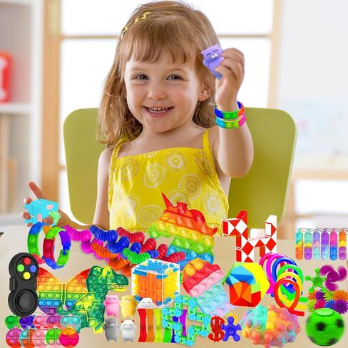 Fidget Toys Set, 160 Pack Sensory Toys Party Favors Kids Autism Autistic Children, Classroom Treasure Box Chest Prizes Pinata Stuffer Gifts Small Mini Bulk Toy Carnival ADHD in Kuwait