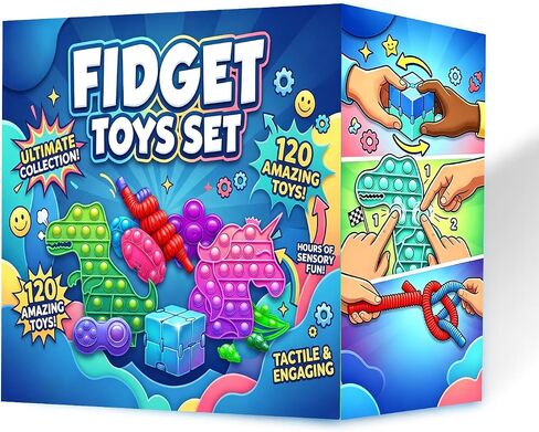 Fidget Toys Set, 160 Pack Sensory Toys Party Favors Kids Autism Autistic Children, Classroom Treasure Box Chest Prizes Pinata Stuffer Gifts Small Mini Bulk Toy Carnival ADHD in Kuwait