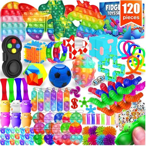 Fidget Toys Set, 160 Pack Sensory Toys Party Favors Kids Autism Autistic Children, Classroom Treasure Box Chest Prizes Pinata Stuffer Gifts Small Mini Bulk Toy Carnival ADHD in Kuwait