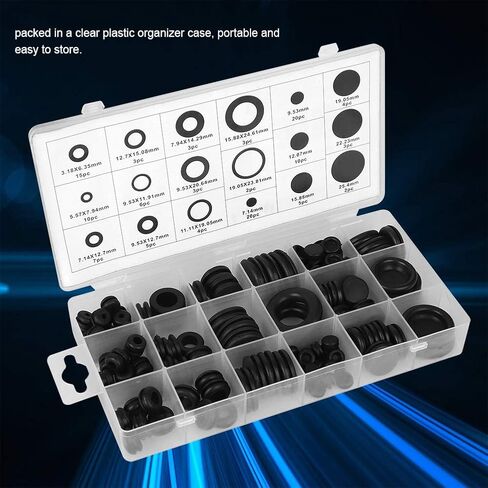 Rubber Grommets for Wiring, Rubber Grommet Kit with Assortment Set, Electrical Wire Gasket Washer Seal, 125Pcs Rubber Grommets in Kuwait