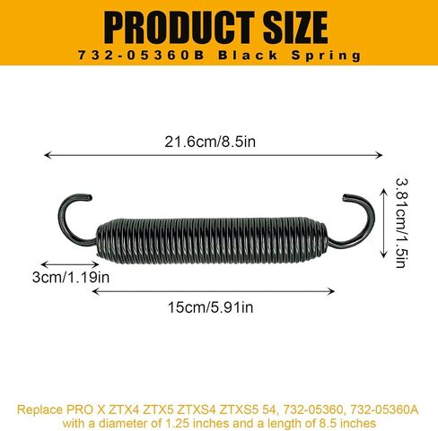 732-05360B Spring,Replacement for CUB Cadet 1.25" Dia X 8.5" Long PRO X ZTX4 ZTX5 ZTXS4 ZTXS5 54,732-05360, 732-05360A,1-Pack in Kuwait