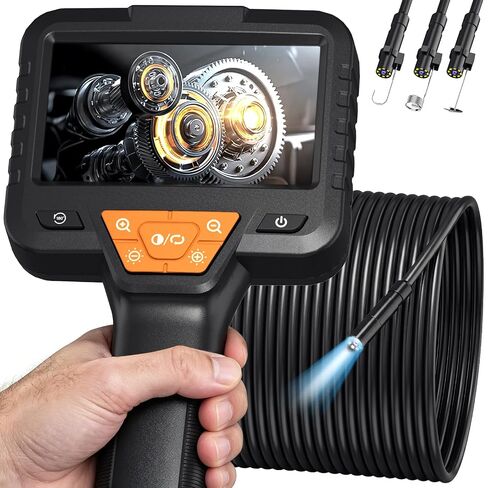 50FT Endoscope Camera with Light -IP67 Waterproof Borescope Inspection Camera with 4.3" IPS Screen, 1080P HD Sewer Tools with 8 Adjustable LEDs, Snake Cameras for Father's Day in Saudi Arabia
