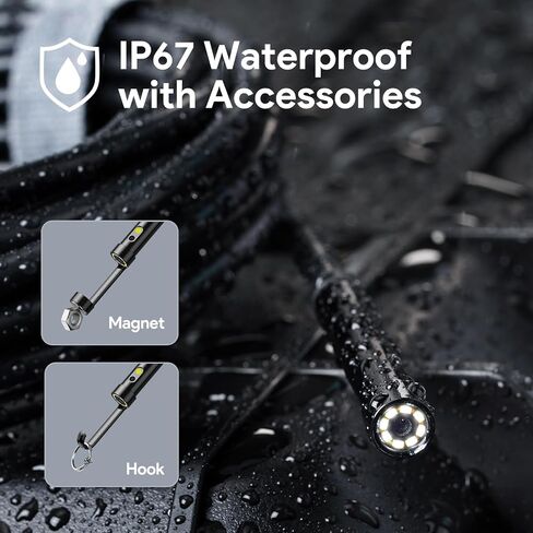 DEPSTECH 2K Endoscope Camera with Light: 2560P QHD Dual Lens Inspection Borescope with 16.5FT Snake Cable for iPhone & Android, Industrial Scope Automotive Tools for Sewer, HVAC, Plumbing, Mechanic in Kuwait
