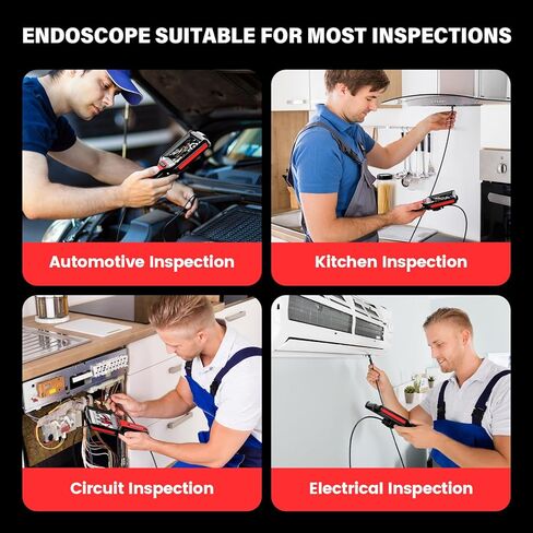 كاميرا المنظار مع الضوء: كاميرا Borescope للفحص بعدسة مزدوجة بدقة 5 بوصات 1080 بكسل عالية الدقة للصرف الصحي - منظار صناعي مقاوم للماء بطول 16.4 قدمًا - نطاق تجويف الثعبان المرن لسيارات السباكة in Saudi Arabia