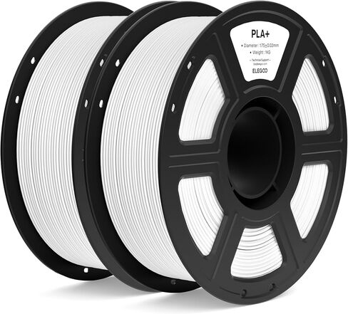ELEGOO PLA+ خيوط 1.75 مم أبيض 1 كجم، خيوط طابعة PLA Plus ثلاثية الأبعاد عالية المتانة ودقة الأبعاد +/- 0.02 مم، بكرة 1 كجم (2.2 رطل) تناسب معظم طابعات FDM ثلاثية الأبعاد in Kuwait