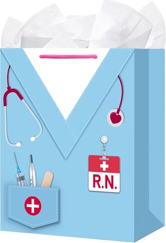 HEYINSHEN Nurse Graduation Gifts Bag 13" Large Rn Gift Bag with Tissue Paper & Handles Congrats Nursing Graduates Healthcare Worker Party Supplies & Nurse Week Celebrations in Kuwait