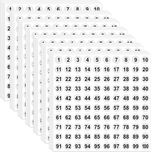 7000Pcs 1 to 100 Number Stickers 0.4 Inch Small Number Stickers Round Numbered Stickers Self Adhesive Consecutive Vinyl Stickers for Inventory Storage Organizing Home Office Indoor Outdoor(70,White) in Saudi Arabia