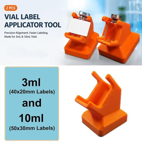 2 Pcs Vial Label Applicator Tool for 3mL (40x20mm Labels) and 10mL(50x30mm Labels) Precision Alignment Guide for Fast Batch Labeling, Ergonomic Tilted Desktop Design for DIY & Lab in Kuwait
