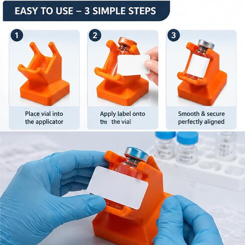 2 Pcs Vial Label Applicator Tool for 3mL (40x20mm Labels) and 10mL(50x30mm Labels) Precision Alignment Guide for Fast Batch Labeling, Ergonomic Tilted Desktop Design for DIY & Lab in Kuwait