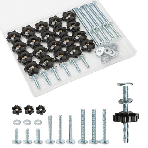 20 Sets T-Track Knob Kit, 1/4"-20 T Bolts (1", 1-1/2", 2-1/2") with Star Knobs & Washers, Assorted T Slot Bolts for Woodworking Jigs, Clamps & Fixture Building in Kuwait