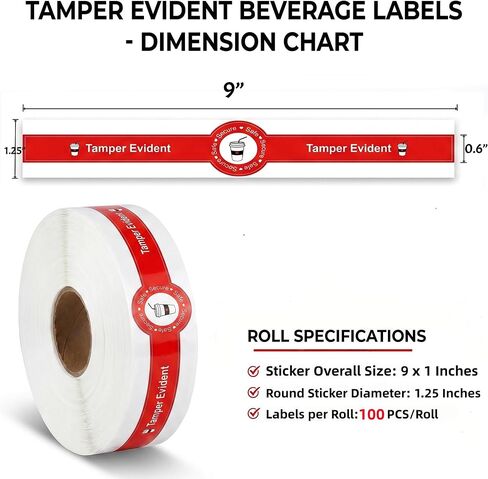 100 Pcs Safe Secure Tamper Evident Seals Stickers for Drink Lids 1x9 Inch - Food Delivery Stickers Sealed for Freshness Labels Drink Food Seals in Kuwait