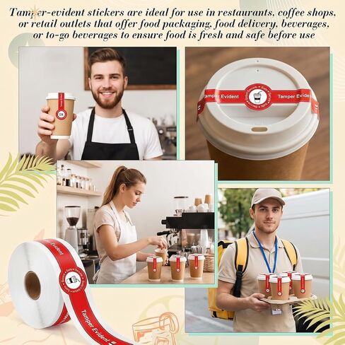 100 Pcs Safe Secure Tamper Evident Seals Stickers for Drink Lids 1x9 Inch - Food Delivery Stickers Sealed for Freshness Labels Drink Food Seals in Kuwait