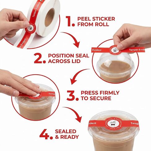 500 Pcs Safe Secure Tamper Evident Seals Stickers for Drink Lids 1x9 Inch - Food Delivery Stickers Sealed for Freshness Labels Drink Food Seals in Kuwait