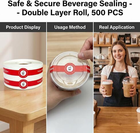 500 Pcs Safe Secure Tamper Evident Seals Stickers for Drink Lids 1x9 Inch - Food Delivery Stickers Sealed for Freshness Labels Drink Food Seals in Kuwait