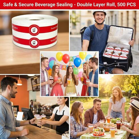 500 Pcs Safe Secure Tamper Evident Seals Stickers for Drink Lids 1x9 Inch - Food Delivery Stickers Sealed for Freshness Labels Drink Food Seals in Kuwait
