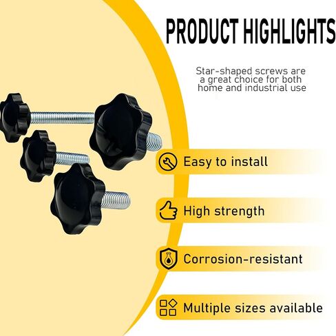 4pcs 1/4"-20 Thread Star Knob, Hex Shaped Thumb Screw with 1'' Bolts Clamping Knob Hand Tightening for Umbrella Base Screw Replacement, Jig, T Track Bolts, Clamps in Kuwait