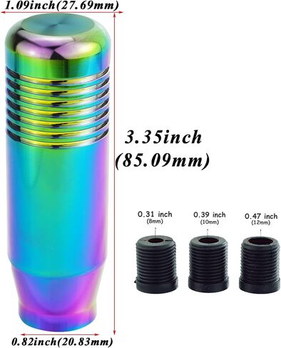 Abfer 3" Aluminum Alloy Short Shifter Knob, Metal Gear Lever Stick Shift Knob Car Shifting Head with Adapter Fit Most Manual Automatic Motor Vehicles, Multicolor in Kuwait