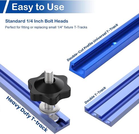 10 Sets of 1/4"-20 T Track Knob Kits, 30Pcs T-Track Bolt Knob Kits Includes Star Knob, 1/4"-20 Threaded 2-1/2" Length T-Bolt and Washers, T Track Accessories for Woodworking Jigs and Fixtures in Kuwait