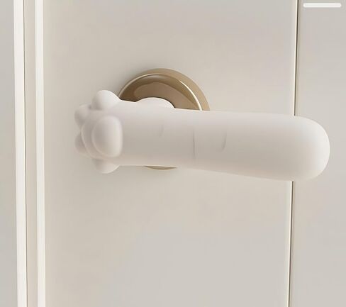 Silicone Door Handle Cover, Cute Cat Paw Design, White, 14cm x 5cm, Protective Grip Wrap in Kuwait