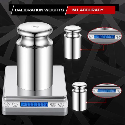 Sabary 10kg 10000g 6 Pcs M1 Precision Calibration Weight Set with 1pcs 5kg 5000g 1pcs 2kg 2000g 2pcs 1kg 1000g and 2pcs 0.5 kg 500g Steel Chrome Plating for Digital Scale and Laboratory Equipment in Saudi Arabia
