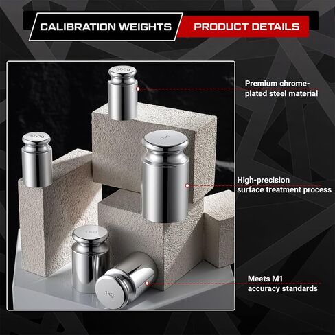 Sabary 10kg 10000g 6 Pcs M1 Precision Calibration Weight Set with 1pcs 5kg 5000g 1pcs 2kg 2000g 2pcs 1kg 1000g and 2pcs 0.5 kg 500g Steel Chrome Plating for Digital Scale and Laboratory Equipment in Saudi Arabia