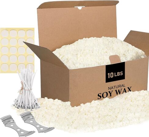SAEUYVB Natural Soy Candle Wax and Soy Candle Wax for Candle Making - 2 lbs Soy Wax for Candle Making,Premium Soy Candle Wax.20 Candle Wicks, 20 Wick Stickers, and 2 Centering Devices in Kuwait